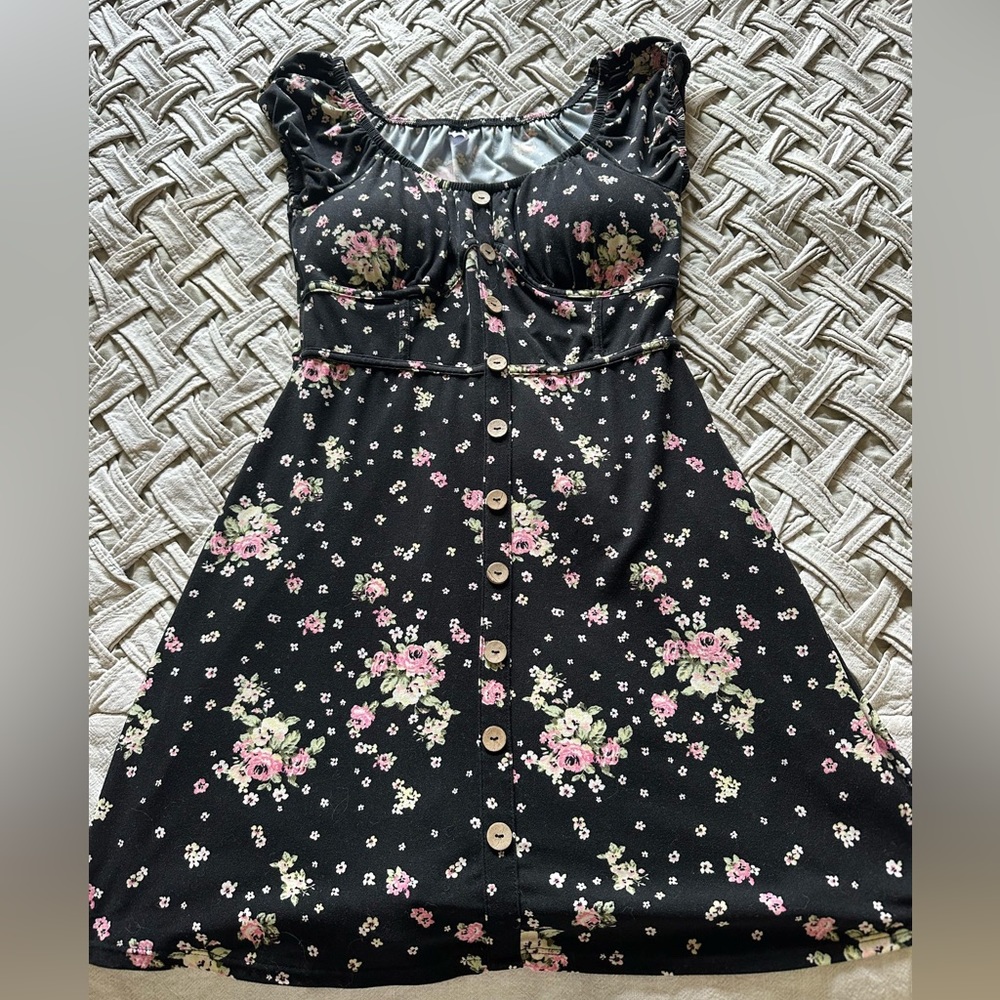 No Boundaries Juniors' Corset Peasant Dress, size M